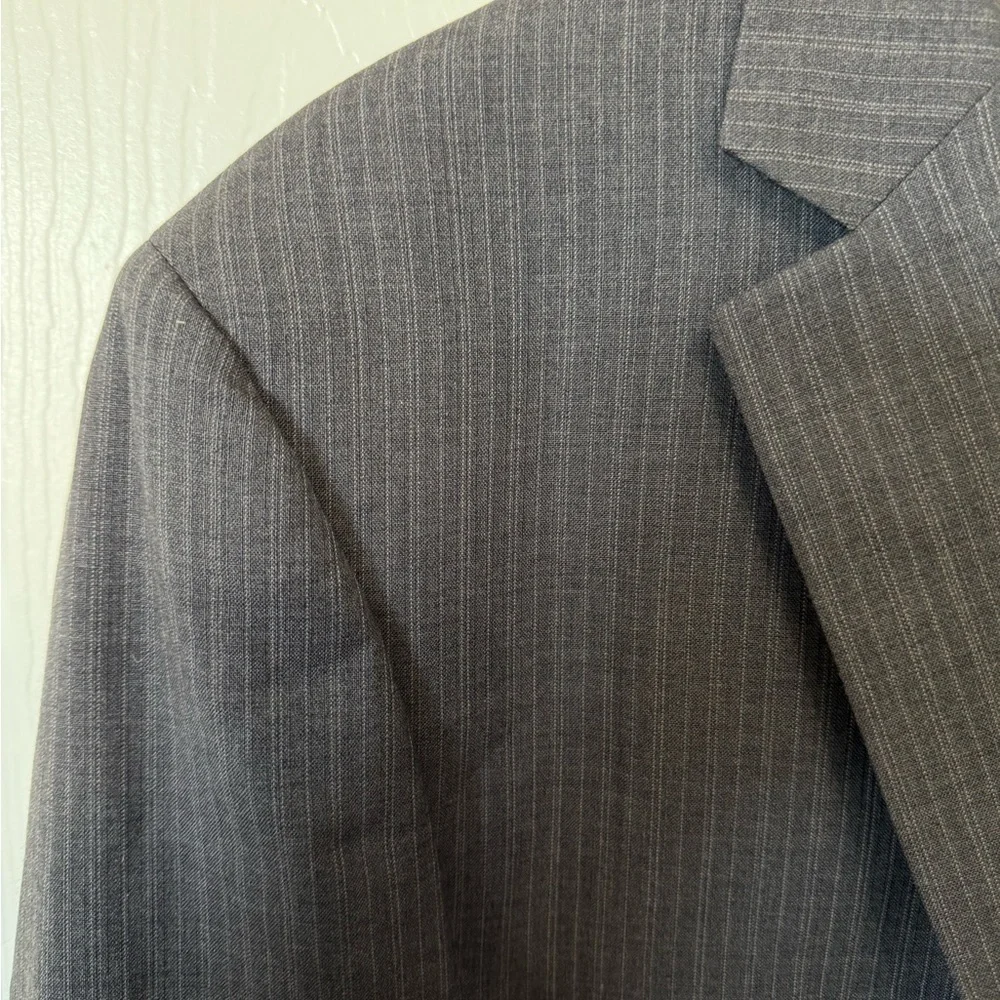 Pronto Uomo Mens 42S Wool Grey Gray Pinstripe Striped Sport Coat Jacket Blazer